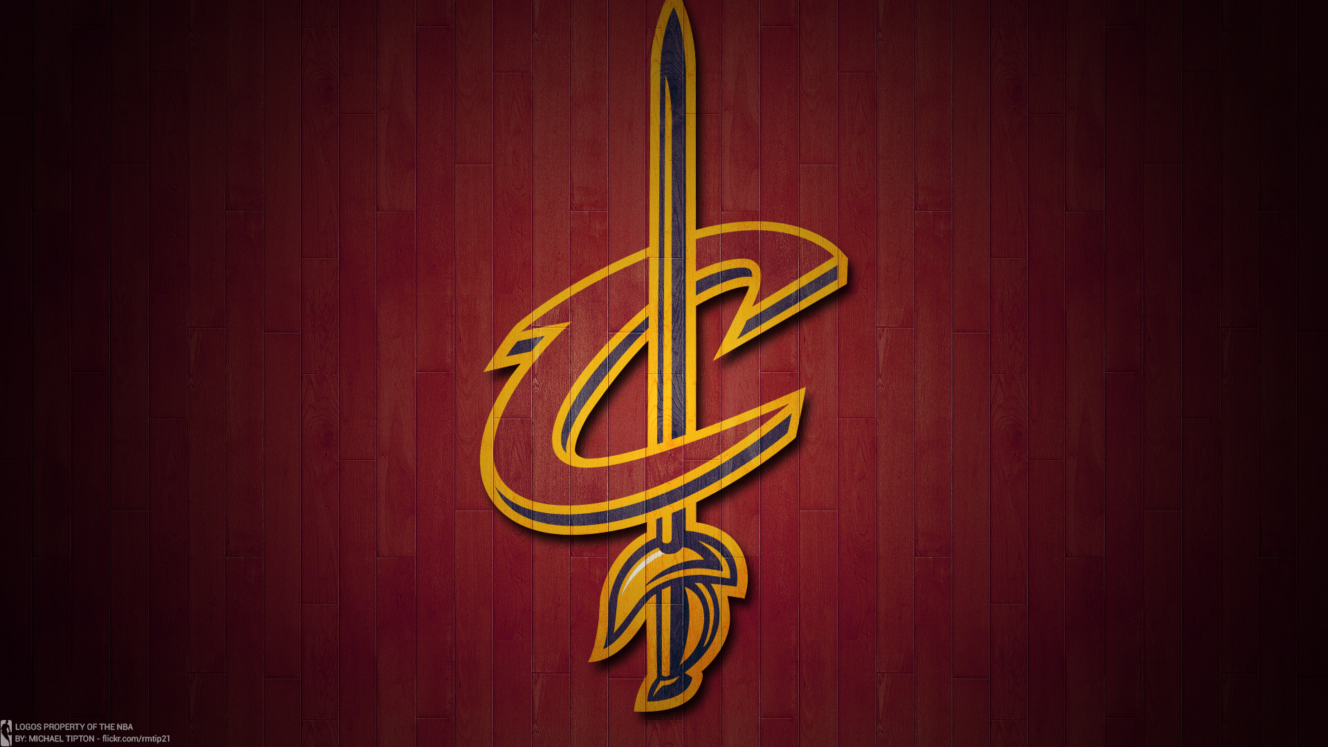 Logo Cleveland Cavaliers na bordowym tle