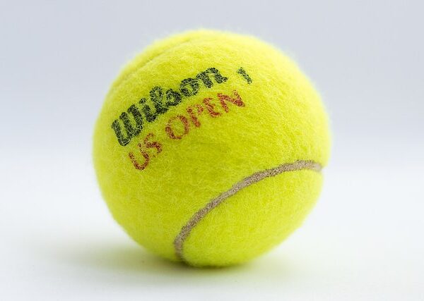 Piłeczka Wilsona z czerwonym napisem US Open