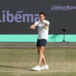 Milos Raonic na korcie trawiastym