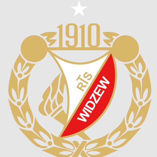 Logo Widzewa Łódź na szarym tle